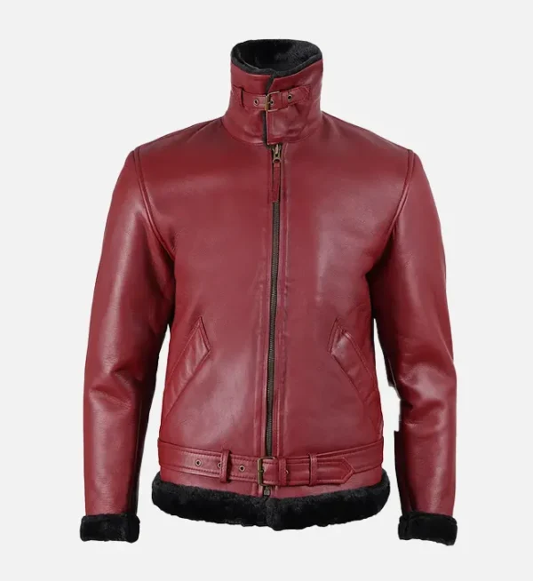 Stylish-maroon-leather-jacket-with-shearling