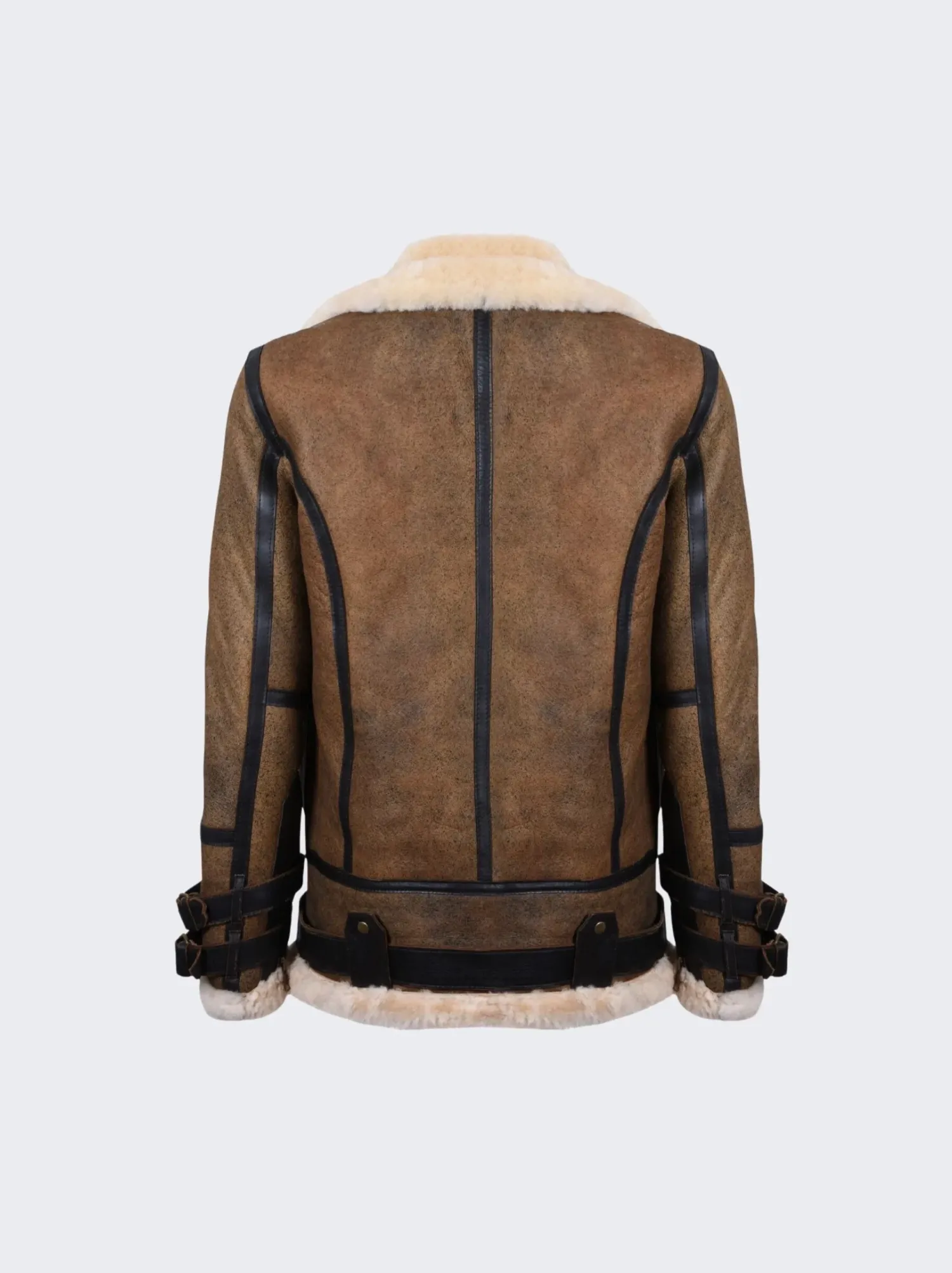 mens brown b3 shearling leather flight jacket